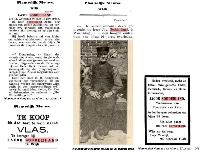 verschillende berichten uit Nieuwsblad van Heusden en Altena over Jakob Sodderland